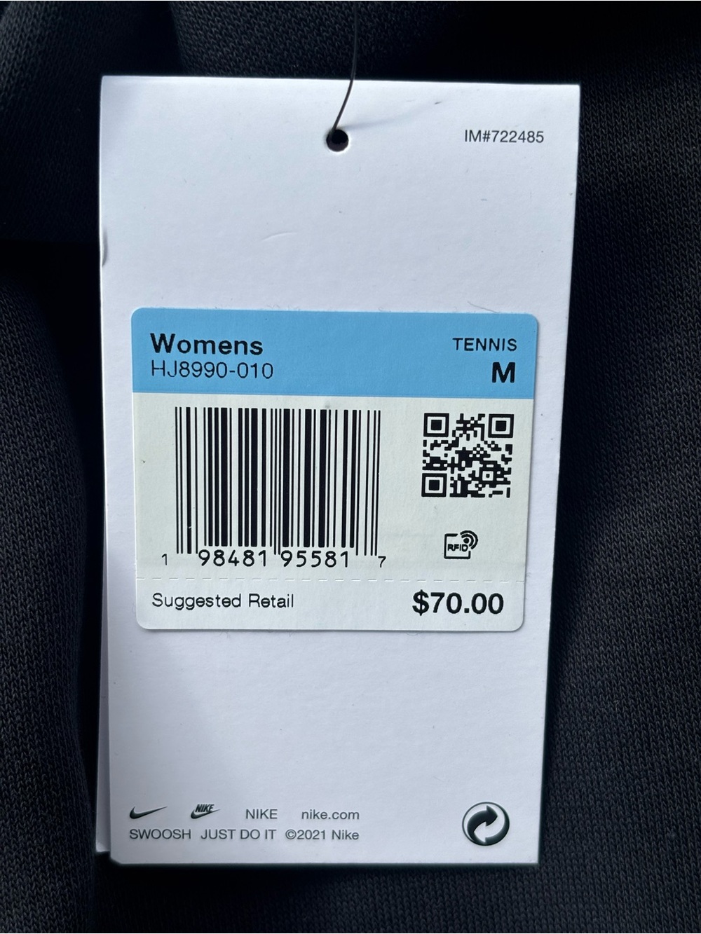 Nike Women NikeCourt Heritage Mid Rise Fleece Tennis Shorts Black M NWT - Picture 9 of 9